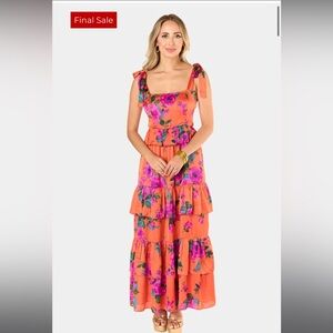 EDIE TIE-SHOULDER MAXI DRESS - TUSCAN ROSE